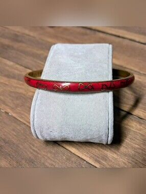 Robert Kuo Red Enamel Infinity Bangle Bracelet